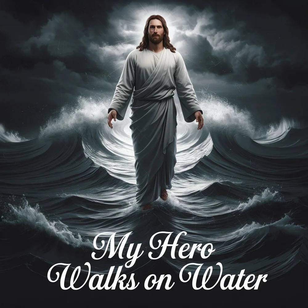 Jesus Walks On Water In A Glass Front Frame 8x10 Picture AI wall art